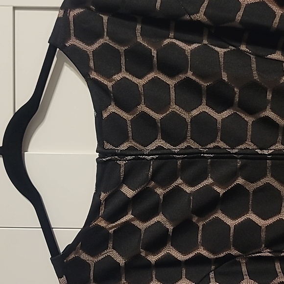 Avenue Midi Dress Women's 22/24 Black Tan Lace Short Sleeve Stretch Comfort - Picture 9 of 12